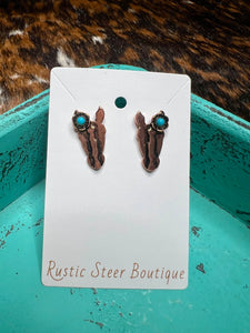 Western Horse Head Stud Earrings - Bronze