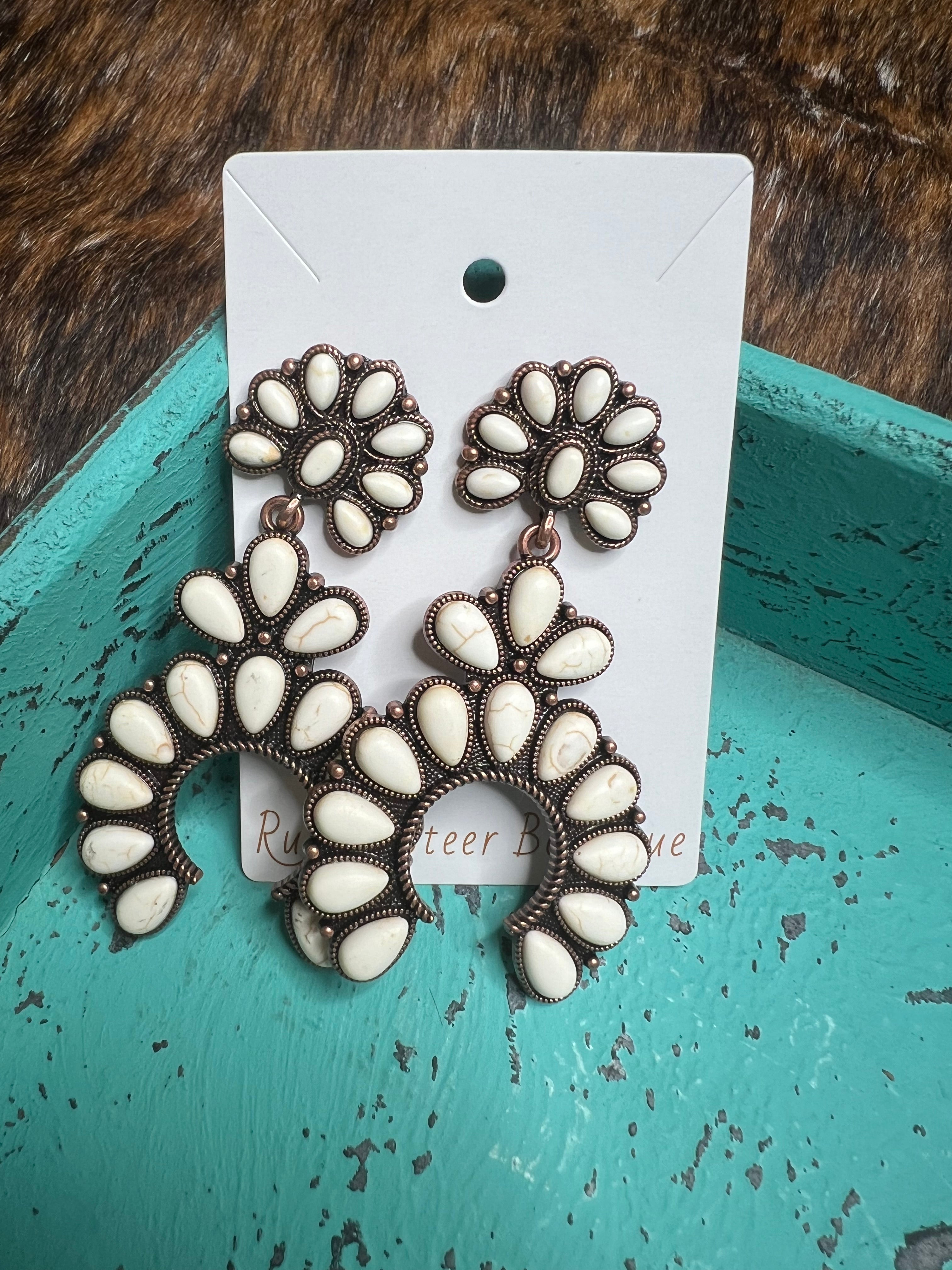 Squash Blossom Earrings - White